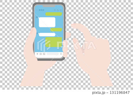 Hands of a person using a messaging app Hands of a person using a messaging app 131196847