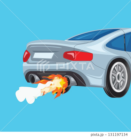 car problem with car exhaust emitting flames illustration cartoon element vector design car problem with car exhaust emitting flames illustration cartoon element vector design 131197134