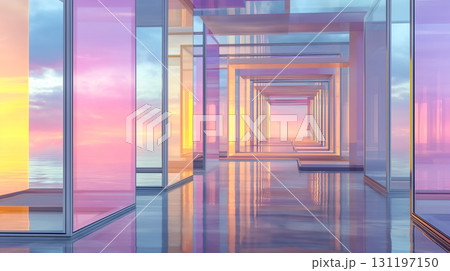 透明な構造物が連なる未来的ドリームランド 透明な構造物が連なる未来的ドリームランド 131197150