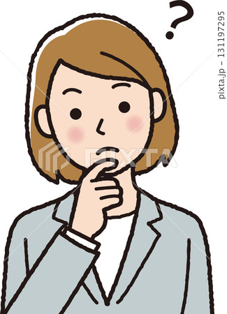 考える女性 悩む ビジネス人物イラスト 131197295