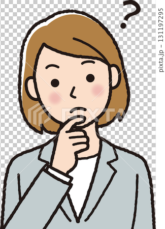 考える女性 悩む ビジネス人物イラスト 131197295