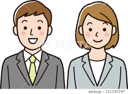 男女セット 笑顔のビジネス人物イラスト 男女セット 笑顔のビジネス人物イラスト 131197297