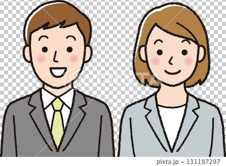 男女セット 笑顔のビジネス人物イラスト 男女セット 笑顔のビジネス人物イラスト 131197297