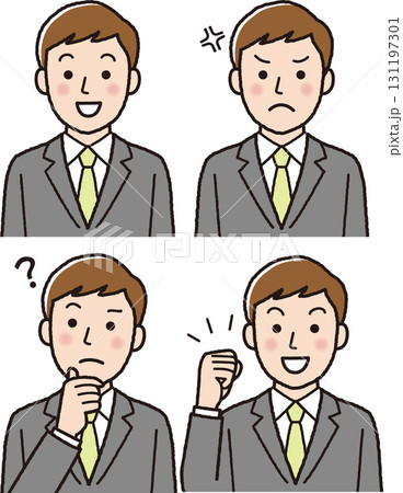 男性 表情4種セット ビジネスイラスト 131197301