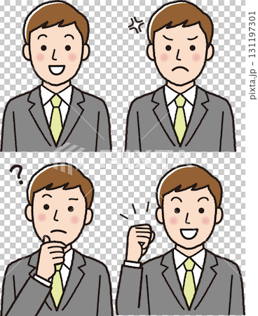 男性 表情4種セット ビジネスイラスト 131197301