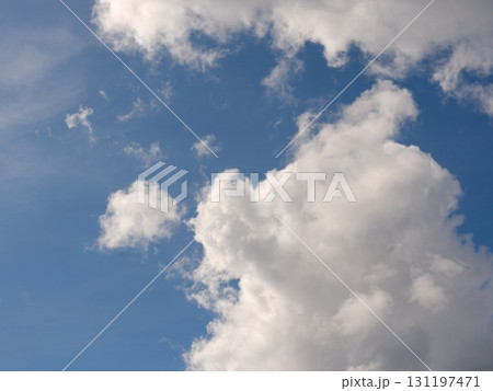 Big clouds in a blue autumnal sky (Northern Europe), no edit straight out of camera 131197471