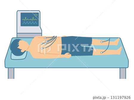 心電図検査をする人物のイラスト 131197926
