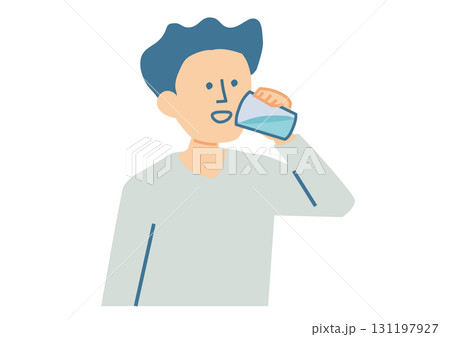 水を飲む男性のイラスト 131197927