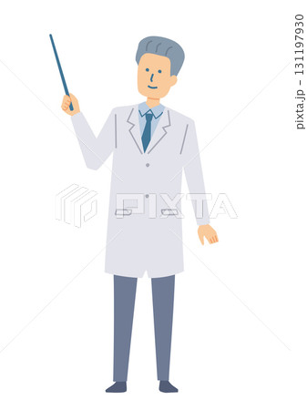 説明する白衣の男性のイラスト 131197930