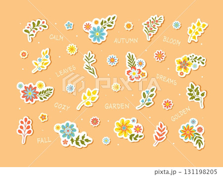 Autumn flowers, romantic stickers 131198205