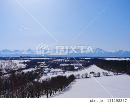残雪の北海道旭川市　千代田の丘展望台からの展望 131198287