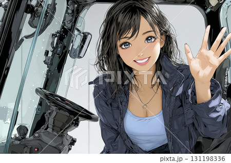 小型フォークリフトを操縦する女性倉庫スタッフ 131198336