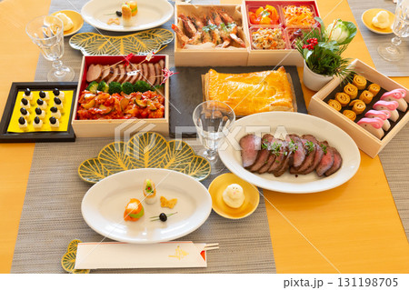 手作り洋風おせち料理 イタリアンおせち テーブルセッティング 手作り洋風おせち料理 イタリアンおせち テーブルセッティング 131198705