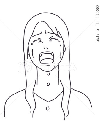 号泣する女性　線のみ 131199082