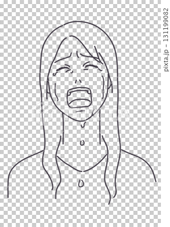 号泣する女性　線のみ 131199082