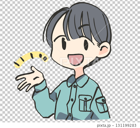 案内する作業着の男性 131199283