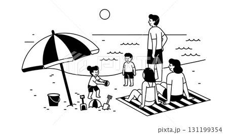 Happy Family Enjoying Summer Beach Day Fun 131199354