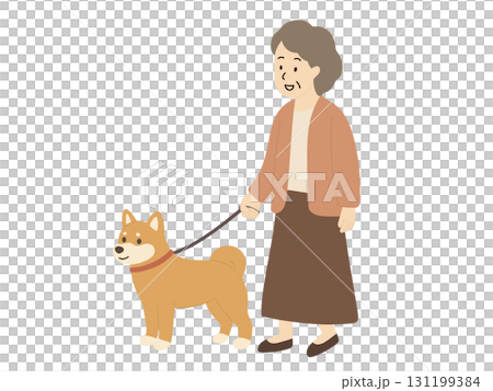 一個女人遛狗 131199384