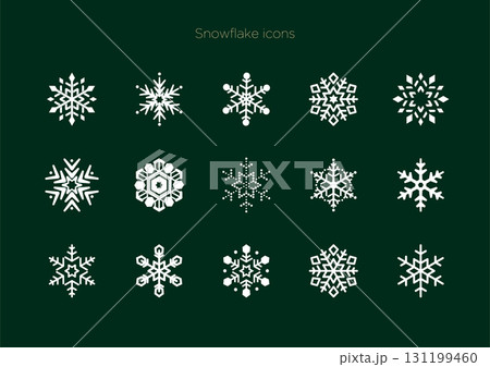 雪の結晶アイコンセット 冬の装飾｜イラスト ベクター 131199460