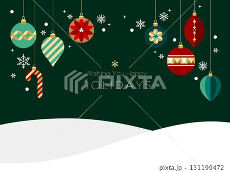 クリスマスオーナメントのアイコンセット｜イラスト ベクター 131199472