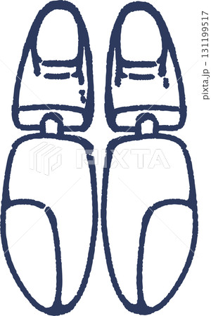 革靴を保護する木製のシューキーパーの線画のイラスト 131199517