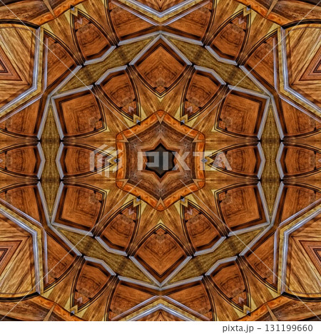 Antique art carved on expensive wooden board. Engraved craft design for border, frame, flooring, wallcovering, furniture decoration, tiles, wrapping paper printing 131199660