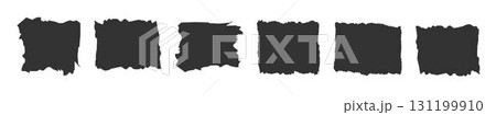 Jagged rectangle. Set of Paper torn, jagged edge rectangle shape. Rectangle torn paper shape. Headline, calligraphy border, isolated grunge header background. Rough edge rectangle frame. Vector 131199910