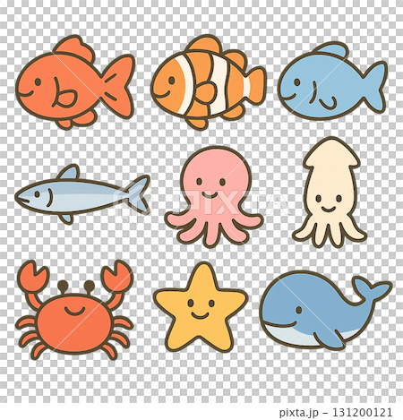 Various fish character illustrations Various fish character illustrations 131200121