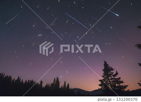 Gazing at countless stars in remote mountain countryside.AI Generated 131200370