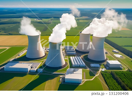 Nuclear power plant producing energy with towering reactors.AI Generated Nuclear power plant producing energy with towering reactors.AI Generated 131200406
