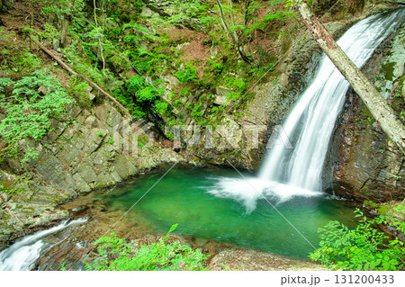 栃木県日光市　日塩もみじライン沿いに流れる太閤下の滝 131200433