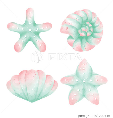 watercolor set of sea shells 131200446