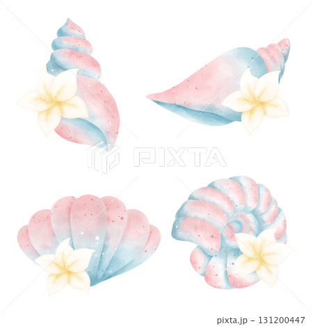 watercolor set of sea shells 131200447