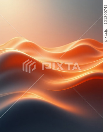 Gentle undulations of shimmering light sweep across the horizon, casting a warm glow as the sun descends, embodying tranquility and beauty in the evening Generative AI 131200743