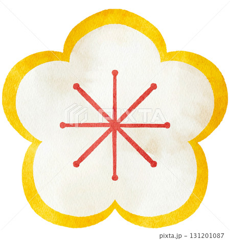 水彩風の梅の花のイラスト 131201087