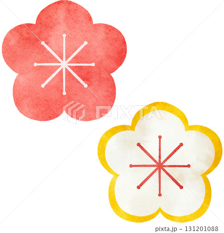 水彩風の梅の花のイラスト 131201088