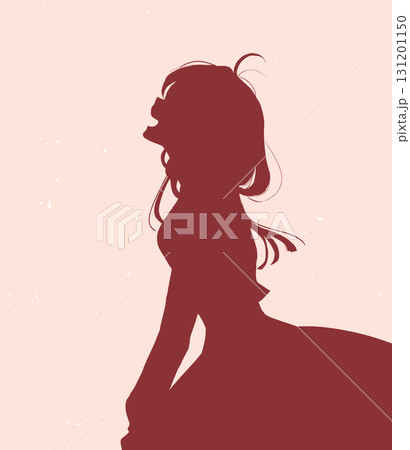 笑顔のワンピースの女性　影絵 131201150