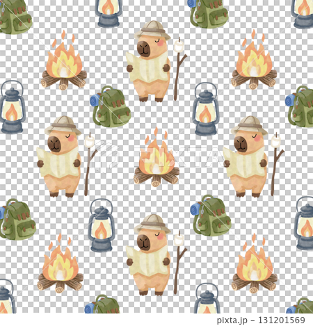 Cute Capybara Family Camping Clipart & Patterns Cute Capybara Family Camping Clipart & Patterns 131201569