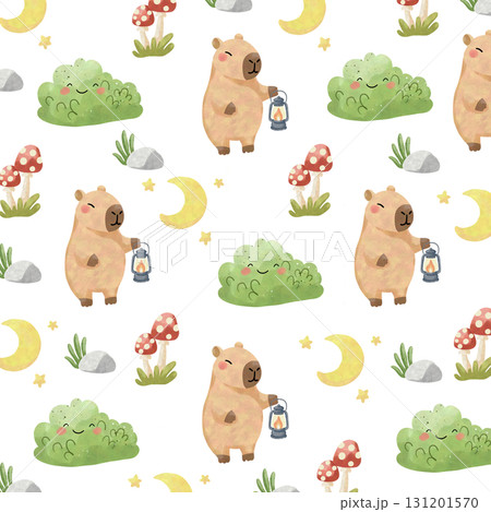 Cute Capybara Family Camping Clipart & Patterns Cute Capybara Family Camping Clipart & Patterns 131201570