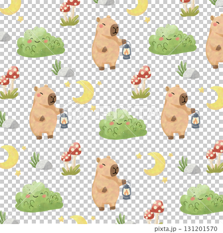 Cute Capybara Family Camping Clipart & Patterns Cute Capybara Family Camping Clipart & Patterns 131201570