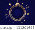 Gold christmas ball with star on blue background 131201695