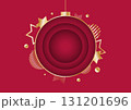 paper cut gold christmas ball with star on red background 131201696