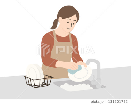 食器洗いをする女性 食器洗いをする女性 131201752