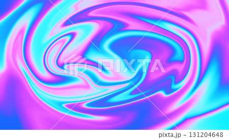 鮮やかな青とピンクと水色のホログラムのマーブル模様の4K背景イラスト 131204648