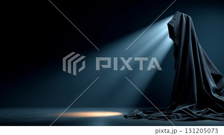 Moody Studio Backdrop with Black Velvet and Dramatic Lighting 131205073