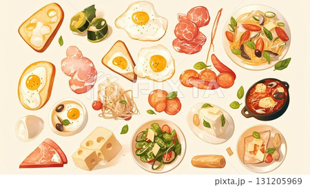 いろいろな料理のイメージイラスト いろいろな料理のイメージイラスト 131205969