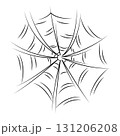 Scary spider web as a symbol of Halloween. Black hand drawn illustration. 131206208