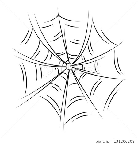Scary spider web as a symbol of Halloween. Black hand drawn illustration. 131206208