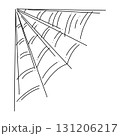 Doodle spider web as a symbol of Halloween. Black hand drawn illustration. 131206217