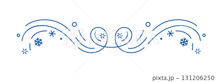 Winter linear divider. Holiday filigree border with snowflakes. 131206250